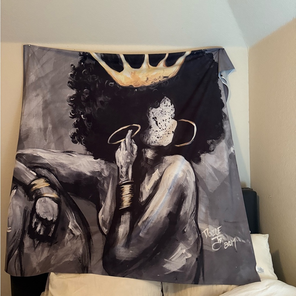 Abstract Black and Gold Wall Tapestry